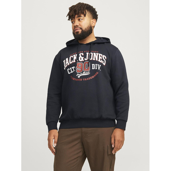 Чоловічий худі Jack & Jones Plus Size з логотипом, темно-синій, розмір 3XL