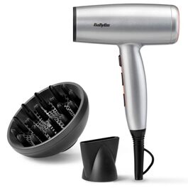 Фен для волосся BaByliss Cosmos D580DE з дифузором, 2100 Вт, іонізація, 3 температурних та 2 режими обдуву, сріблястий (Satined Cosmic Grey)