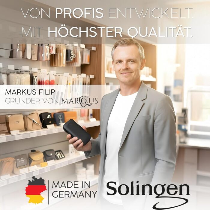 Манікюрний набір marQus Solingen (12 предметів) у шкіряному чохлі для догляду за нігтями рук та ніг, коричневий