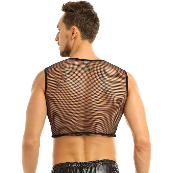 Чоловіча футболка з сітки, прозора, для клубу, червона (XL)