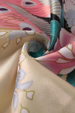 Халат жіночий BABEYOND з принтом павича, довгий, шовковий сатин, кімоно, для дому та відпочинку