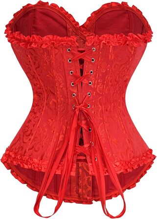 Корсет-топ CSKJ для жінок: готичний корсет з мереживом, повномірний розмір, готичний стиль, форма для тіла, бавовна, червоний (XXL)