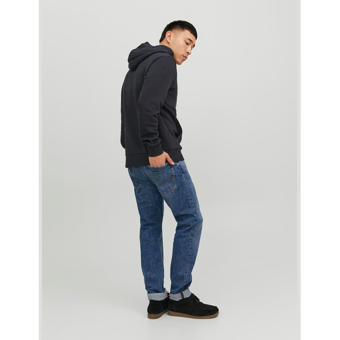Чоловічий худі Jack & Jones Regular Fit JJEADRIAN Plus Size з принтом, чорний