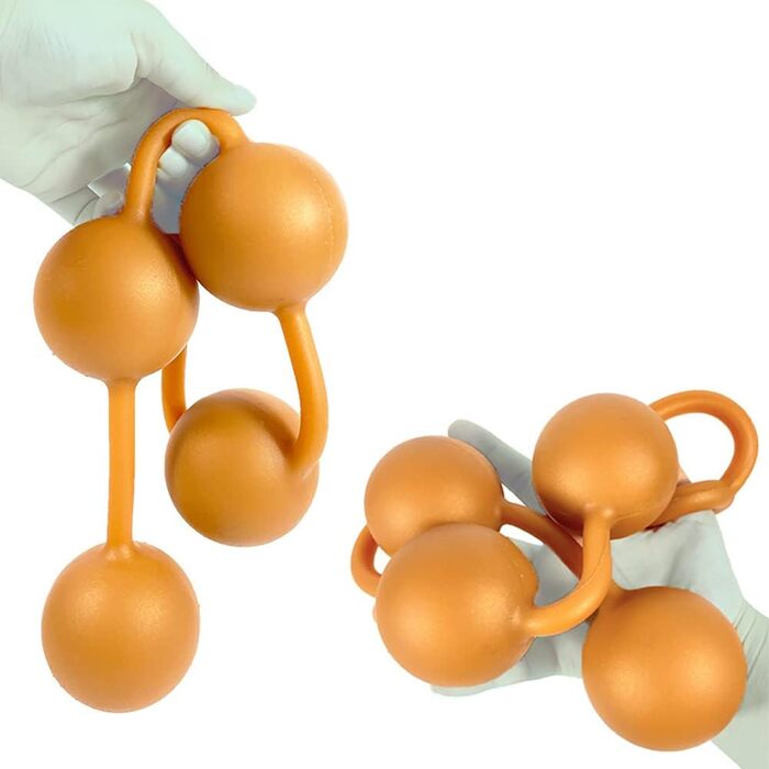 Анальні кулі Guspiun з ланцюгом (4 шт., Ø 60 мм), силікон. Іграшки для анал-сексу, для чоловіків та жінок (золотий)