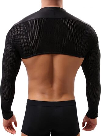 Чоловічий топ FEOYA з довгим рукавом, кроп-модель, металік, боксер, шорти з кишенями, для сцени, клубу, танців, чорний, XS-XL