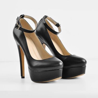 Жіночі туфлі-човники Only Maker на платформі з блискітками, модель Mary Jane зі стріпкою, шпилька, чорні, розмір 46 EU