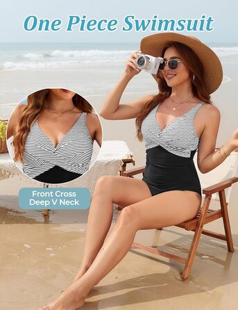 Купальник жіночий суцільний з V-подібним вирізом Push Up, купальник монокіні, ретро стиль, великі розміри (A, M)