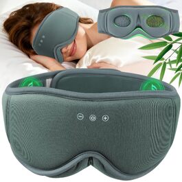 Bluetooth-навушники для сну MUSICOZY 5.4 — Маска для сну з 3D бамбуковою бавовною, повне затемнення (Blackout), 16 годин роботи, для подорожей та людей, що сплять на боці (Димчасто-сірий)