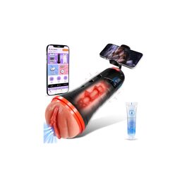 Електричний мастурбатор Pocket Pussy з функціями всмоктування та вібрації, реалістичний імітатор вагіни з тримачем для телефону для чоловіків