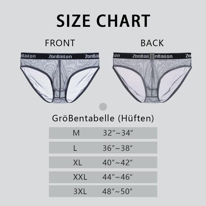 Чоловіча труси YAHWUAI Sips: сексуальна, зручна білизна з великим вирізом, чорно-темно-сіра (3XL)