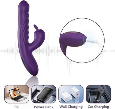 Вібратор для жінок Jinqian Rabbit з 10 режимами вібрації, стимуляція G-точки та клітора, анальний вібратор, масажер для соло