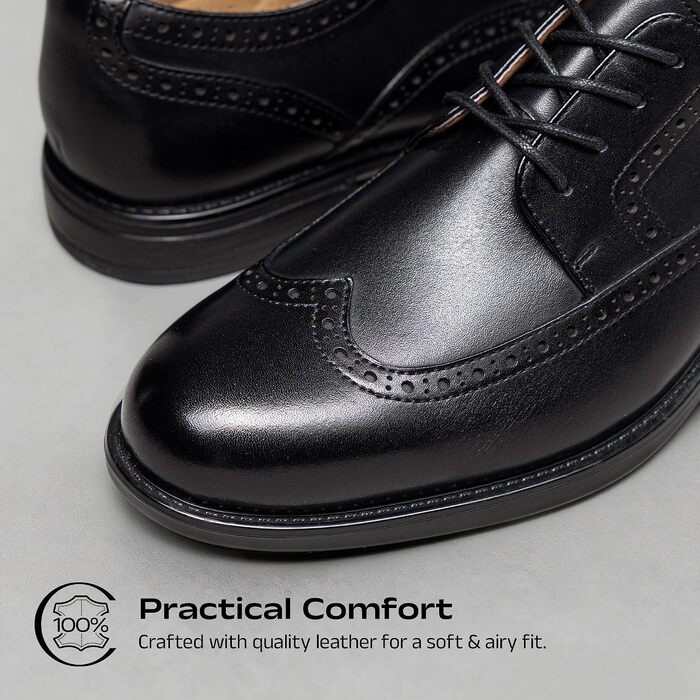 Чоловічі шкіряні туфлі Броги Wingtip Bruno Marc, класичні шнурівки, чорні, розмір 41 EU