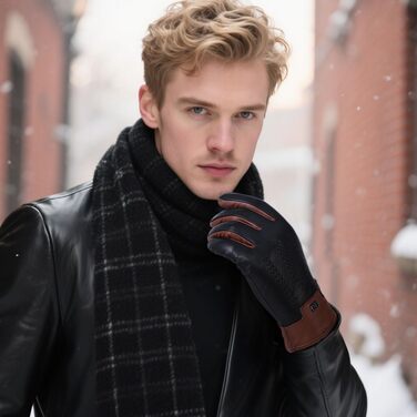 Шкіряні рукавички для чоловіків GSG SINCE 1998 з овечої шкіри з підтримкою сенсорного екрана, розмір M, коричневі