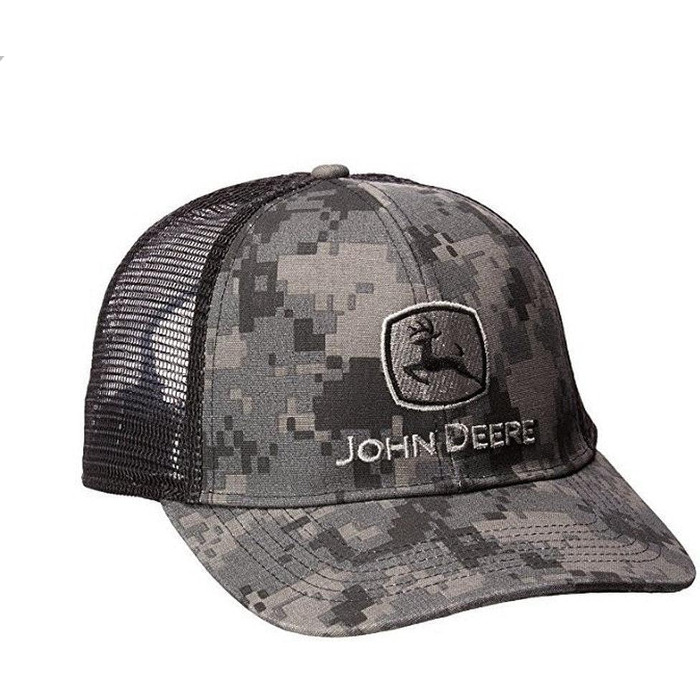 Чоловіча кепка John Deere Digital Camo з сіткою та вишивкою, універсальний розмір, чорна