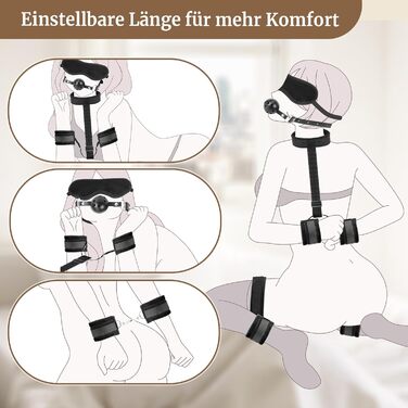 Набір для БДСМ для пар: кайдани, наручники, фіксатори для ніг та рота. Міцний набір для сексуальних ігор.