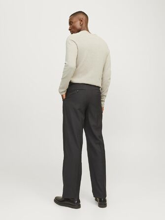 Чоловічий базовий в'язаний светр Jack & Jones з круглим вирізом, бавовняний, довгий рукав, колір Oatmeal (вівсяний)