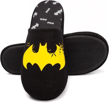 Чоловічі домашні капці DC Comics Batman Dark Knight з жовтим логотипом, чорні, розмір 45/46 EU