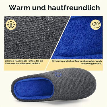 Зимові теплі капці Mishansha унісекс з ефектом пам'яті (Memory Foam) для дому та вулиці, сіро-блакитні, розмір 44/45 EU