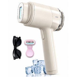 IPL-епілятор для дому з охолодженням (Ice Cooling), 3-в-1, 9 рівнів інтенсивності, 21Дж, з магнітними насадками для обличчя, пахв та бікіні, унісекс, Cream White