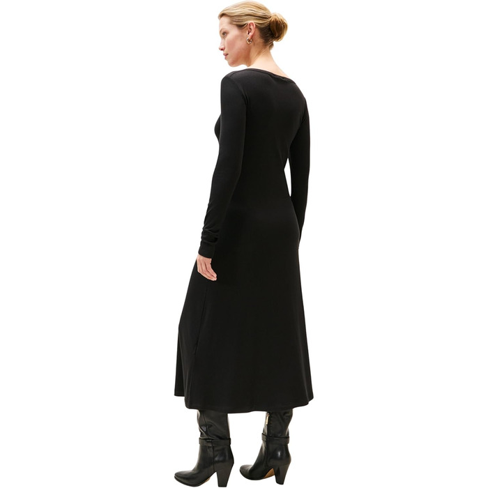 Сукня облягаючого силуету Tommy Hilfiger Rib Flare Midi з U-подібним вирізом, чорна (L)