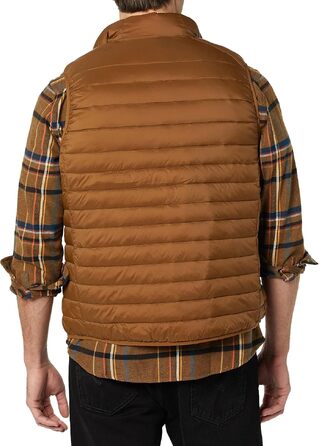 Чоловічий легкий водостійкий жилет-пуховик Amazon Essentials, що складається (XL, світло-коричневий)