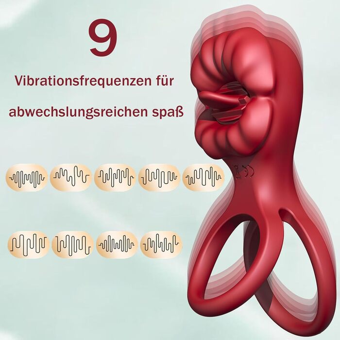 Вібраційний кільце для статевого члена з керуванням через додаток, 9 режимів вібрації/лизання, секс-іграшка для чоловіків, пар та жінок