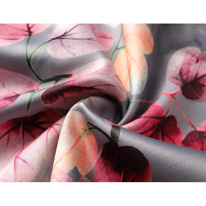 Халат жіночий довгий з атласу, квітковий принт, Babeyond. Ідеальний для дому, відпочинку, вечірок. Розмір універсальний, сірий колір.