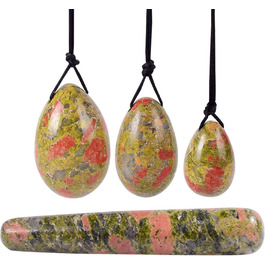 Кристалічний Ясень (Яшма) - Яйце Кегеля для Вагінальної Фітнес-Масажу, Білий Кристал (Квітковий Зелений)