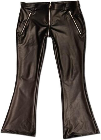 Чоловічі легінси WEGUKRI з екошкіри та PU-шкіри, вільні штанини, сексуальні легінси, блискавка U-подібної форми, відкритий прохід, облягаючі штани L чорного кольору