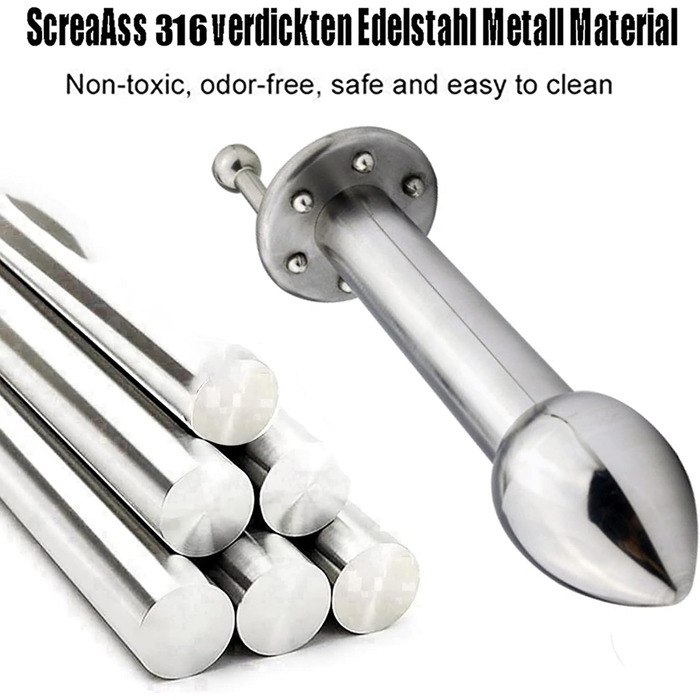 Анальний масажер ScreaAss з нержавіючої сталі, подвійний наконечник, для масажу простати та стимуляції G-точки