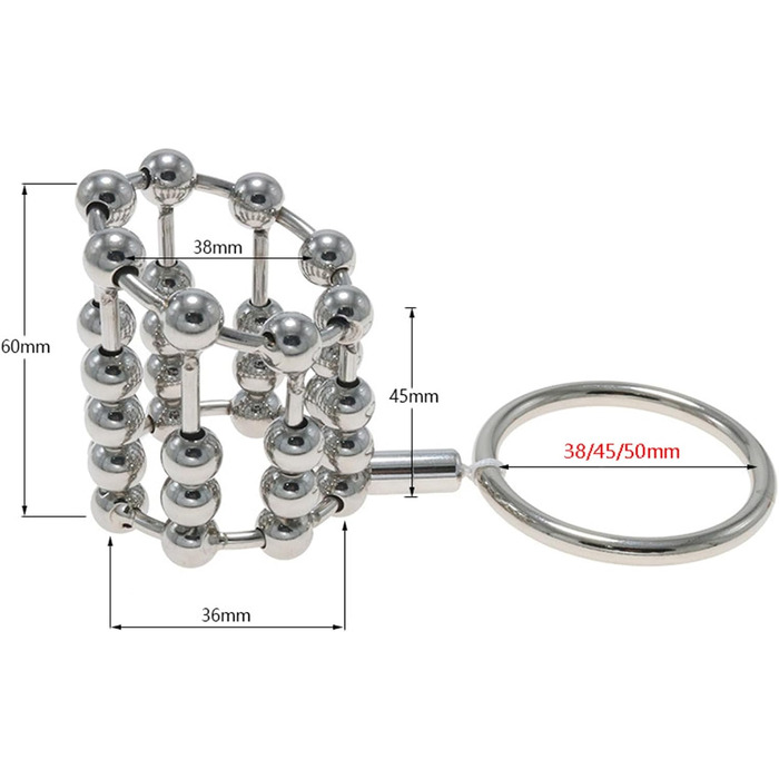 Кільце для пеніса з нержавіючої сталі Axcroo з ремінцем, кільце для яєчок, металеві кульки, кільця для пеніса, розтягувач яєчок, еротична іграшка для чоловіків, затримка еякуляції (38 мм)
