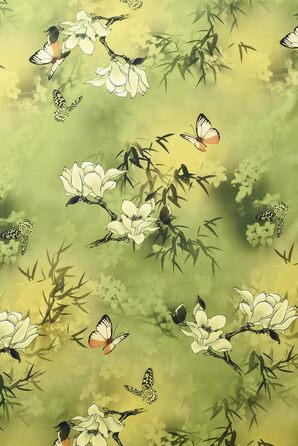 Шовковий халат-кімоно Ledamon для жінок, 100% шовк, класичний квітковий халат, нічна сорочка (один розмір, зелений/жовтий)