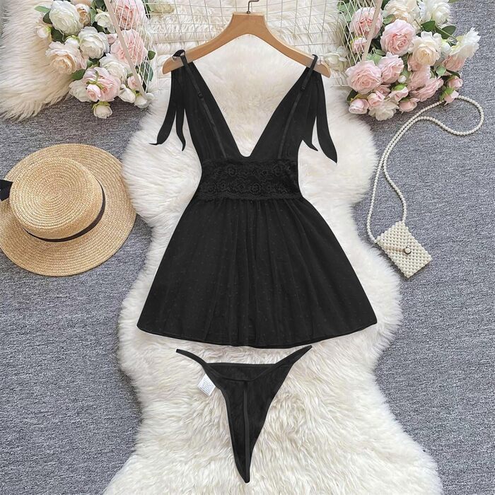 Сексуальний комплект ніжної жіночої білизни з відкритим промежиною: мереживний халат-комбінезон з вбудованим бюстгальтером, сатинове нічне плаття для жінок, білий/чорний колір