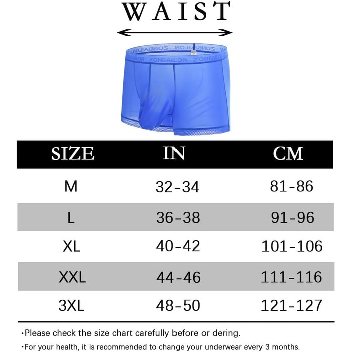 Сліпекс чоловічі прозорі сексуальні труси BIATWOWR з підсилювачем мішка для більшої привабливості та комфорту (Блакитний, M)