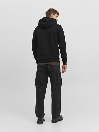 Чоловіча худі на блискавці JACK & JONES одноколірна чорна, розмір XL
