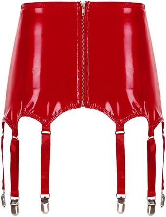 Жіночі стрічкоподібні стрічки для волосся, пояси, спідниці, шкіряні стрічки з металевими кліпсами, аксесуари для клубної моди, червоний колір, розмір 46