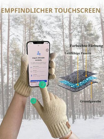 Зимові сенсорні рукавички унісекс з теплим флісовим підкладом для холодної погоди, бежеві