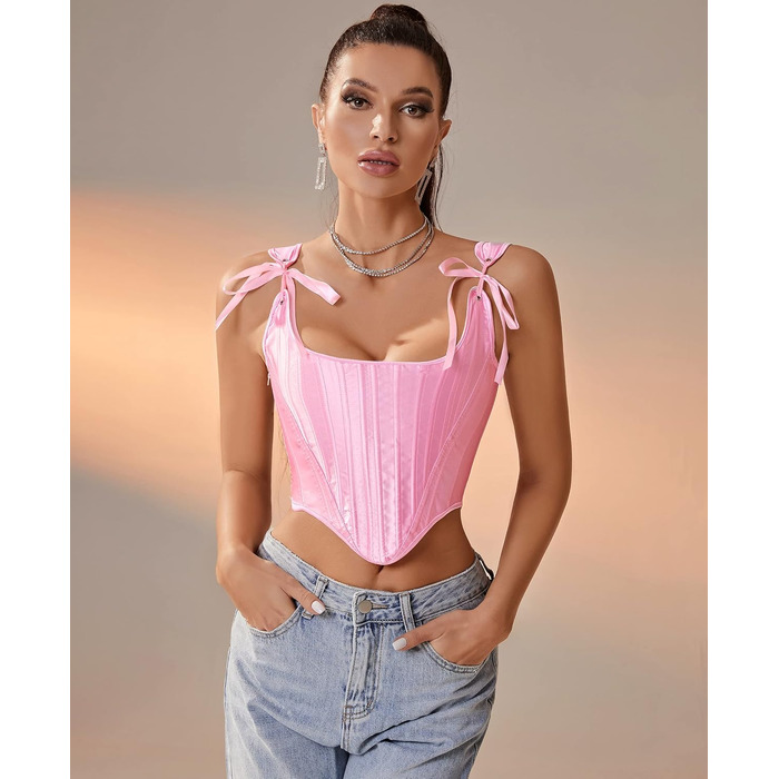 Корсет жіночий Dreay вінтажний, асиметричний, з шнурівкою, бюстгальтер, шорти для фігури, рожевий S