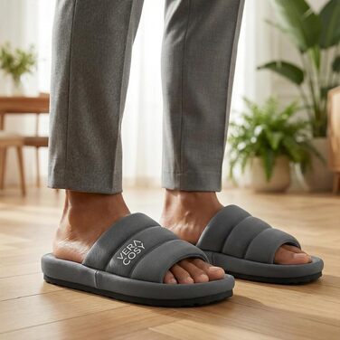 Чоловічі відкриті тапочки VeraCosy з ефектом пам'яті (Memory Foam), протиковзаюча підошва, сірі, розмір 42/43 EU