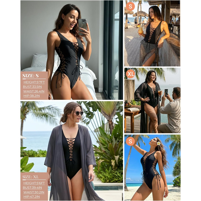 Монокіні Holipick для жінок, розмір plus size, чорний