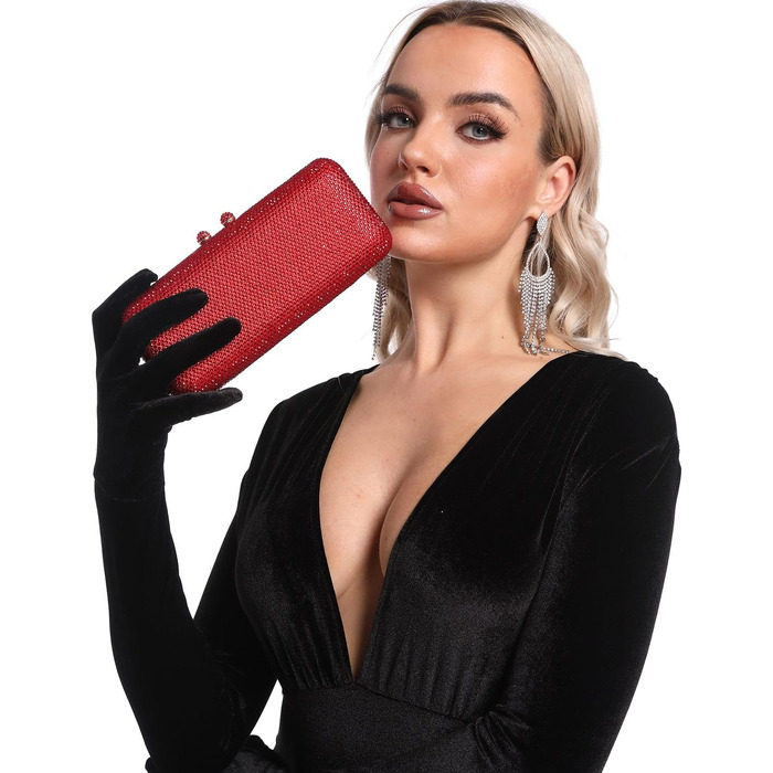 Жіночий вечірній клатч Boutique De FGG з кристалами та стразами для весіль та вечірок, міні-сумка (Червоний)