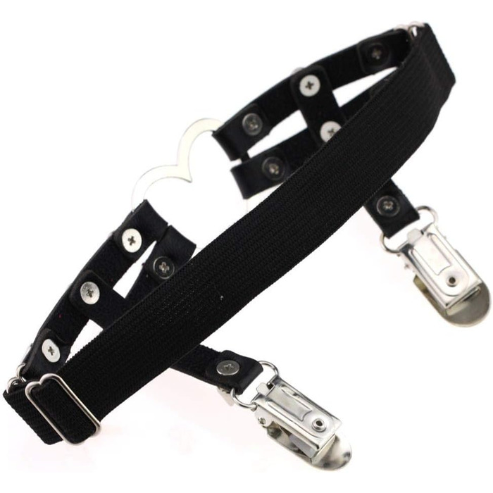 Жіночі шкіряні набедрені стяжки Adobe з регулюванням, набедрена стяжка у формі серця з кліпсами, готичний панк стиль, для високих шкарпеток, 2 шт. чорного кольору, 2 шт. з білим мереживом