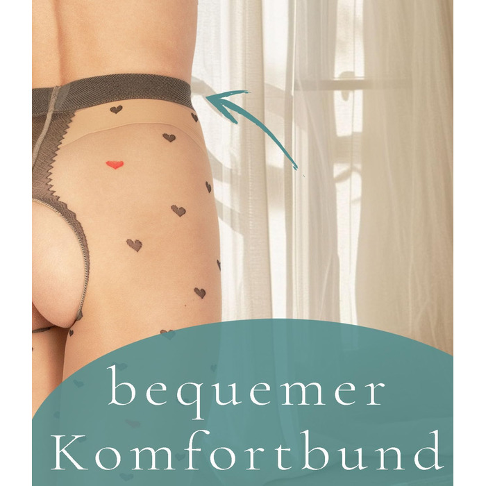 Шкарпетки-шкарпетки BANANAU з відкритим промежиною та сердечками, 20 Den (L, Daino/Nero) - 3 шт.