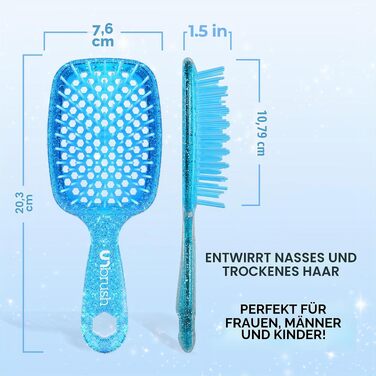 Масажна щітка для волосся FHI Heat UNbrush для розплутування вологого та сухого волосся, антистатичні щетинки DuoFlex, сапфіровий синій