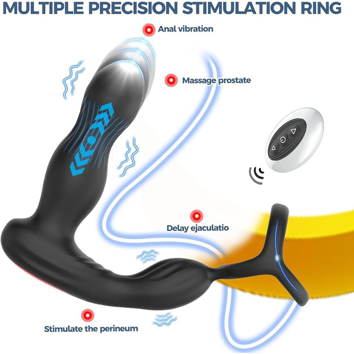 Аналізатор для чоловіків PINTLE 4-в-1: масаж простати, вібрація, кільце для пеніса, дистанційне керування