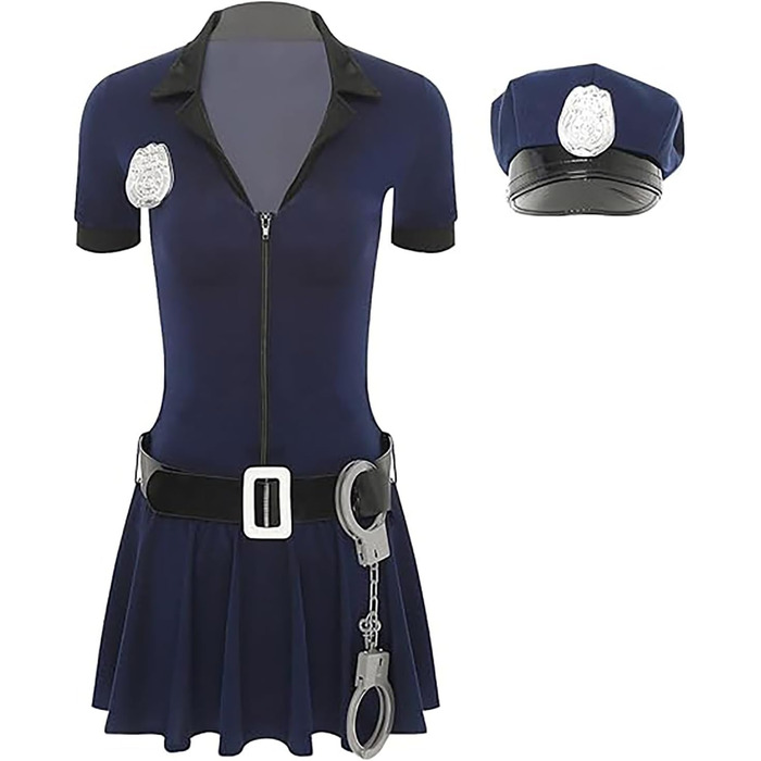 Костюм поліцейського для жінок: поліцейський, косплей, короткий комбінезон з аксесуарами, поліцейський капелюх, аксесуари, Хелловін, карнавал, еротичний, для косплею, розмір XXL, колір морський