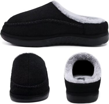 Чоловічі домашні капці KuaiLu з ефектом пам'яті (Memory Foam), плюшеві та відкриті, чорні (розмір 43.5 EU)