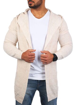 Чоловічий трикотажний кардиган Carisma з капюшоном, подовжений oversize, бежевий, розмір L