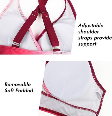 Двочастинний купальник Adigaber з V-подібним вирізом, перехресним візерунком, корегуючим животом. Розміри 3XL, кольори: червоний та рожевий