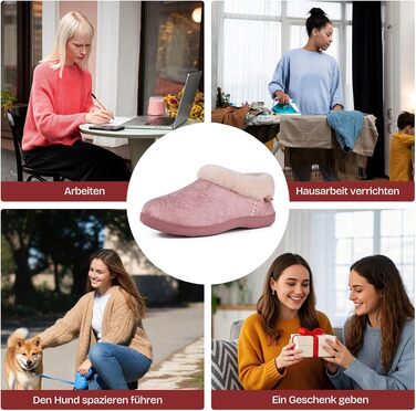 Жіночі зимові капці EverFoams з ефектом пам'яті (Memory Foam), теплі плюшеві та протиковзкі, колір Rose, розмір 40/41 EU